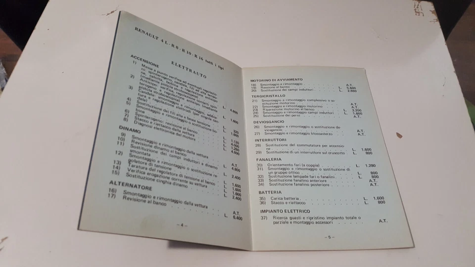 Folleto Y Precios Mantenimiento Renault 4 R4 R8 R10 R16 Coches de Época - Imagen 4 de 4