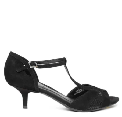 MARKS AND SPENCER Ex M&S Women's Wide Fit Suede Stiletto Heel Sandals Black UK 8 RRP £45 #9531W