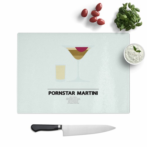Pornstar Martini Cocktail Chopping Board Glass Textured Cutting Worktop Kitchen - Picture 1 of 5