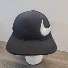 Nike Hat Cap Snap Back Black White Side Logo Swoosh Kids Boys Youth Size 4-7