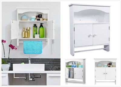 White Bathroom Wall Cabinet With Towel Bar With Images