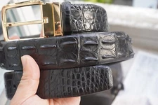 W 1.5" Black Genuine Crocodile Hornback Leather Skin Men's Belt #H10