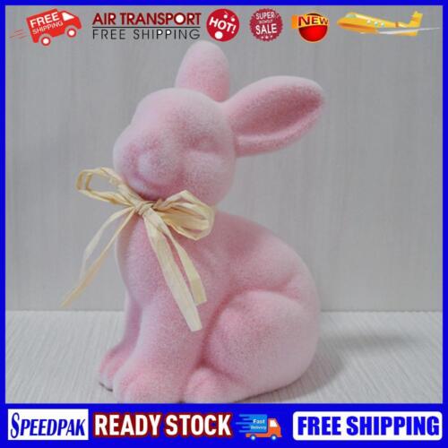 Easter Moss Flocking Bunny Ornament for Easter Home Garden Party Decor (Pink) - Photo 1/8