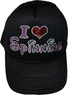 Love spinning Bling sequins Trucker Foam Cap Black Ultra Glitter Hat 