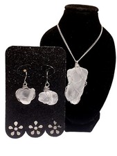 Handmade White Sea Glass Set, Glass Jewelry, NC Jewelry