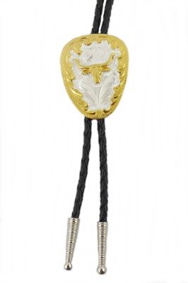 Bolo Tie Westernkrawatte Lederkordel German Silver Longhorn
