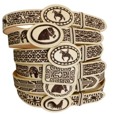 Men's western belt embroidered. Cinto vaquero color beige