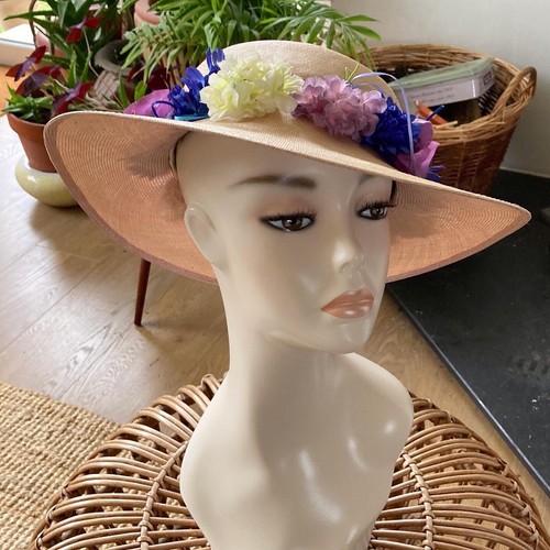 Vintage Straw Hat 70s Easter Bonnet 