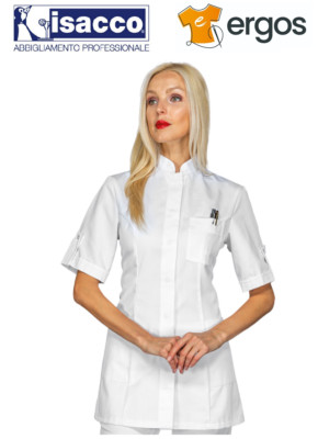 Isacco Casacca Slim ANTIGUA Manica Corta Camice Sciancrato Infermiera Medico