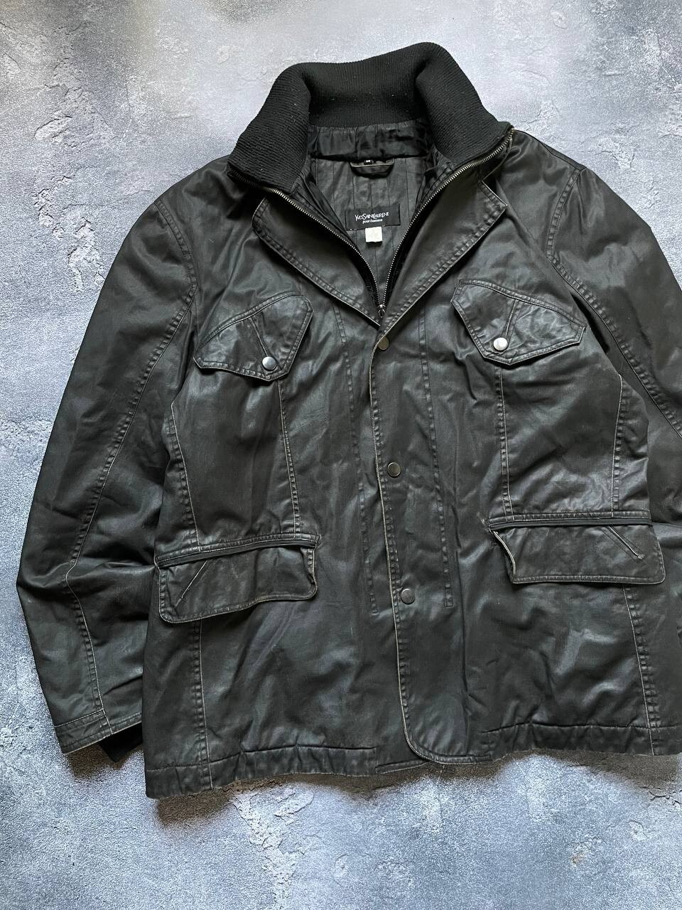 Giacca tascabile doppio strato archivio sbiadita Yves Saint Laurent vintage anni 90 tg 56