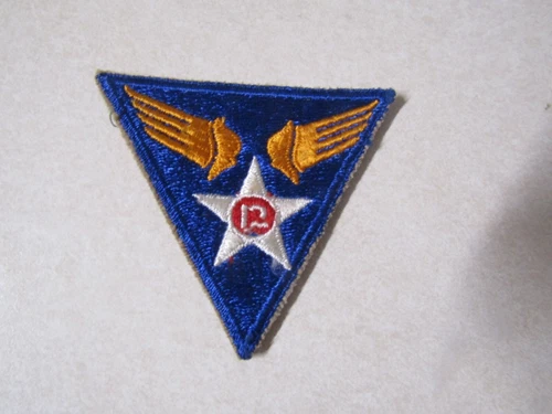 GENUINE MILITARY PATCH SEW ON WW2 ERA US ARMY 12TH AIR FORCE TRIANGLE SHAPE