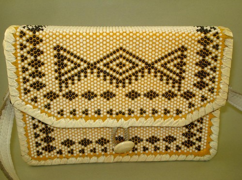 Vintage Old Art Black & White Beaded Beads bag, Woman Lady Handbag Purse - Picture 3 of 12