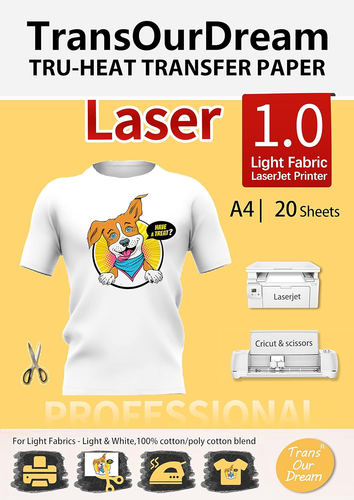 Iron on Heat Transfer Paper for Light T Shirts 20 Sheets A4 1.0 Printable HTV He - Picture 11 of 12