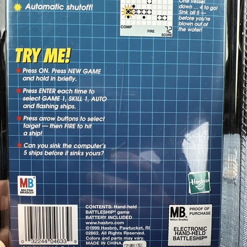 Hasbro Battleship Naval Combat Game Electronic Hand Held The Classic 1999 Origi - Picture 3 of 5