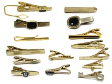 Vintage Tie Clips Lot of 15 Gold Swank Anson Foster Robbins Unbranded Men's Wear
