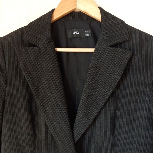 Mango Grey Striped Soft Chenille Blazer Jacket EU 40 UK 12 - Picture 5 of 11