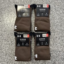 Under Armour Soccer Socks Youth L Lot 4 Pairs Kids 13.5-4.5Y Cushioned Durable