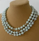 Vintage Costume Jewelry Soft Blue Triple Strand Beaded Necklace