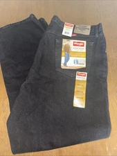 NWT MEN’S Jeans 44x30 Wrangler Premium Relaxed Fit Straight Leg Black Denim