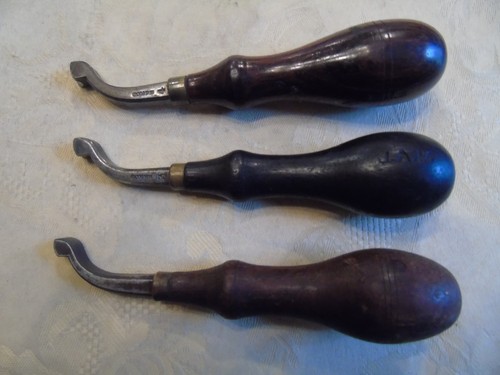 3 Gomph Vintage Leather Working Tools # 2, 3, 4, Round or Layer Creasers As Is!