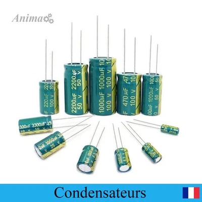 Condensateur chimique électrolytique radial faible ESR (1uF a 4700uF) 16V a 63V - Photo 1/4