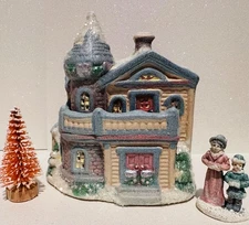Cobblestone Corners Winter Christmas Village Victorian Home Set and Accessories