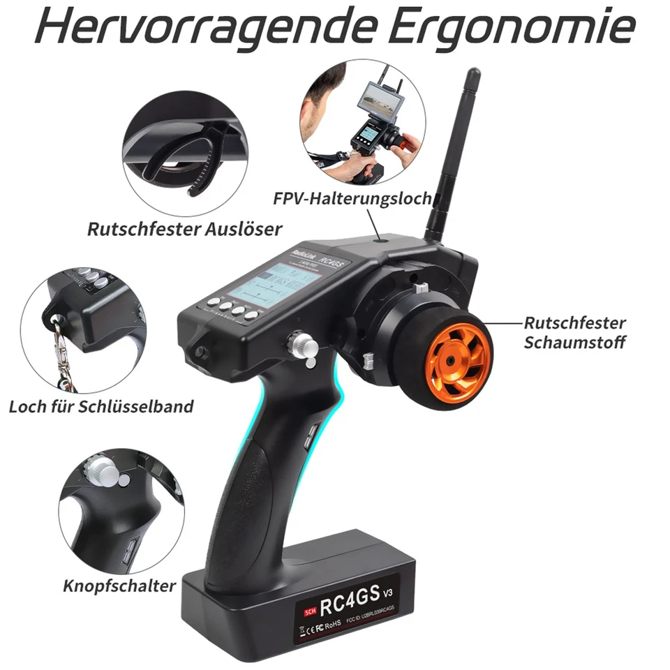 RC4GS V3 5 Kanäle RC Fernsteuerung mit Empfänger Set R6FG Gyro-integriert 2.4... - Image 3 of 4