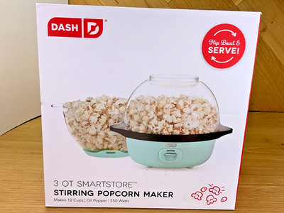DASH SmartStore Stirring Popcorn Maker 3QT Hot Oil Electric Popcorn Maker Aqua