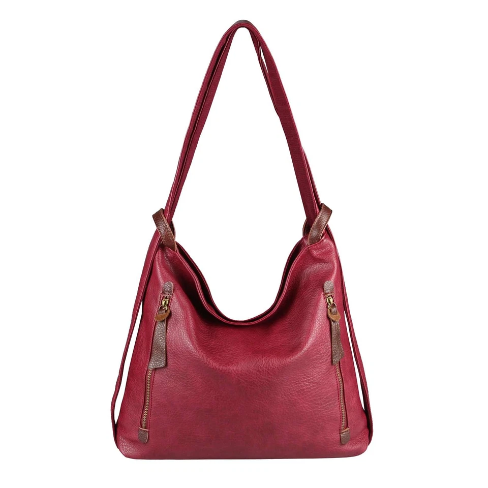 ITALy DAMEN 2in1 RUCKSACK SHOPPER TASCHE Schultertasche Leder Umhängetasche XXL - Bild 2 von 4