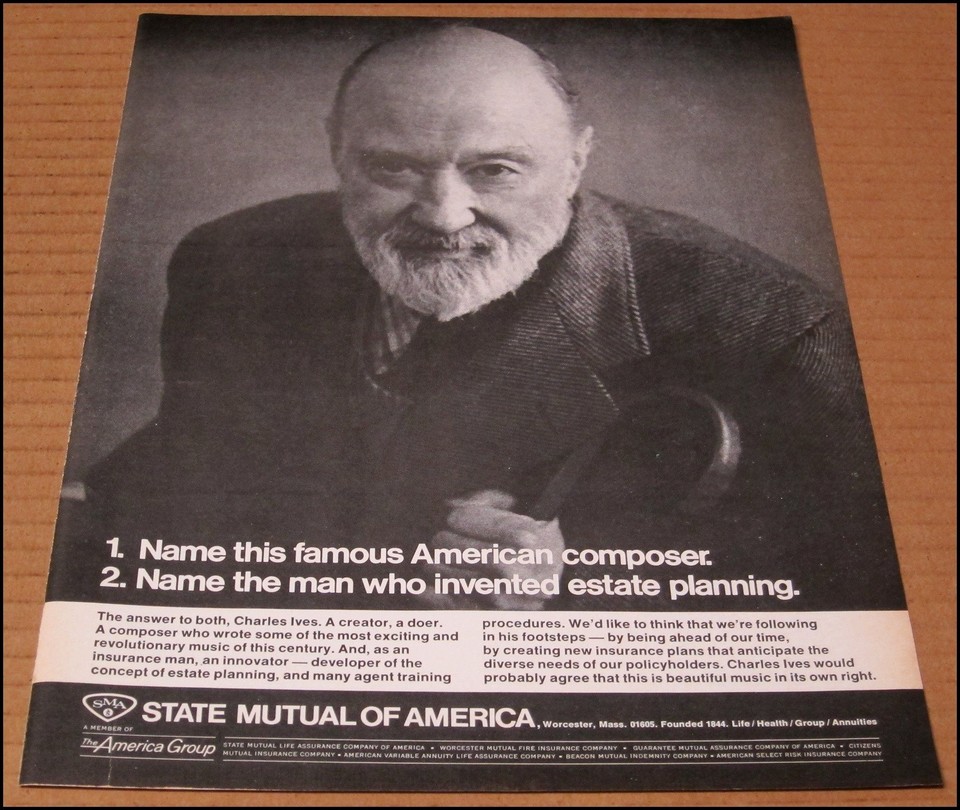 1968 Charles Ives State Mutual of America Print Ad Advertisement VTG ...