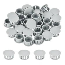 32Pcs 16mm Light Gray Nylon Plastic Round Locking Hole Plugs Insert End Caps