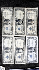 (( 6 NOTES )) 1935 $1 Silver Certificate Notes Paper Money Auction
