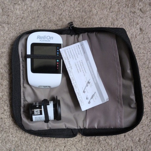 ReliOn Platinum Glucose Monitoring Kit w/ Case & Instructions
