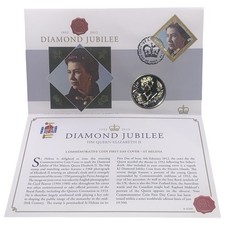 2012 St Helena $2 Coin Cover QEII Diamond Jubilee BUNC FDC No Folder