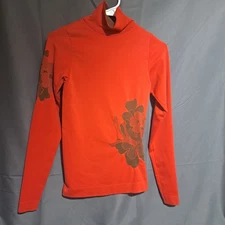 Athleta SMALL Base Layer Mock Neck Long Sleeve Coral Brown Stretch