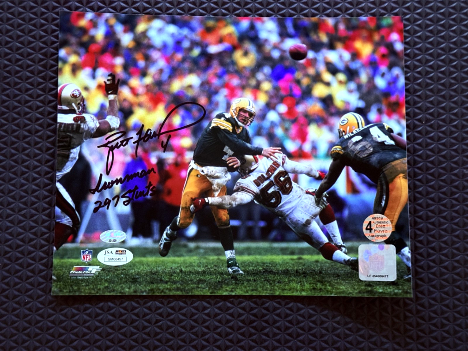 Brett Favre Autographed Signed Green Bay Packers 8x10 Photo Packers "Ironman 297 Starts" JSA 