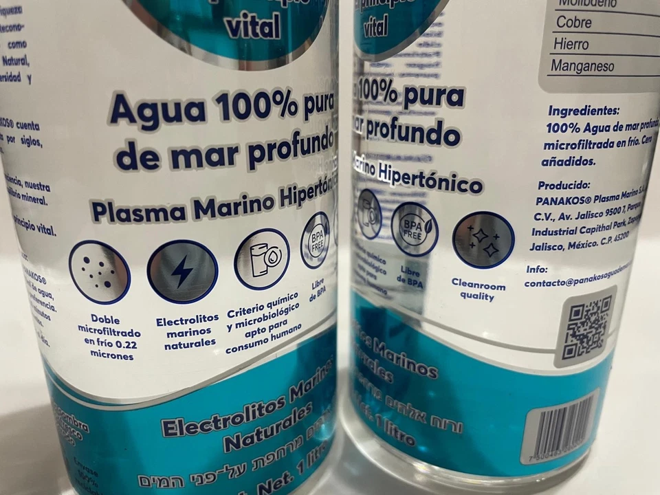 Lot Of 2 Bottles of 1 Lt. SEA WATER Agua De Mar Pure Marine  Lt. Exp July 2026 - Image 3 of 4