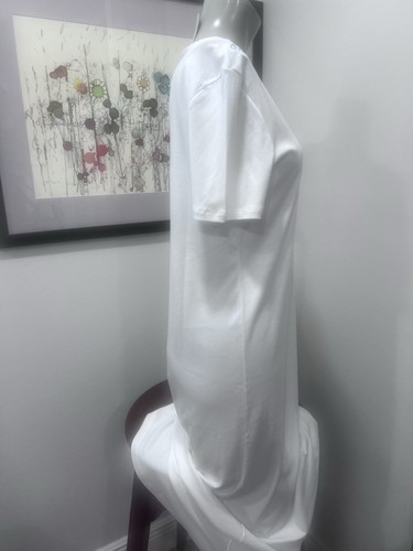 Camisón largo de algodón HANRO Deluxe blanco suave talla pequeña encaje cuello en V SS. - Imagen 2 de 6