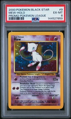 2000 POKEMON PROMO BLACK STAR POKEMON LEAGUE #9 MEW-HOLO PSA 6
