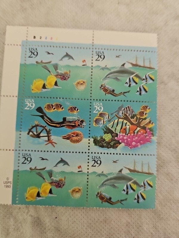 US Wonders of the Sea 29c stamp Plate Block of 6 Scott #2863-2866