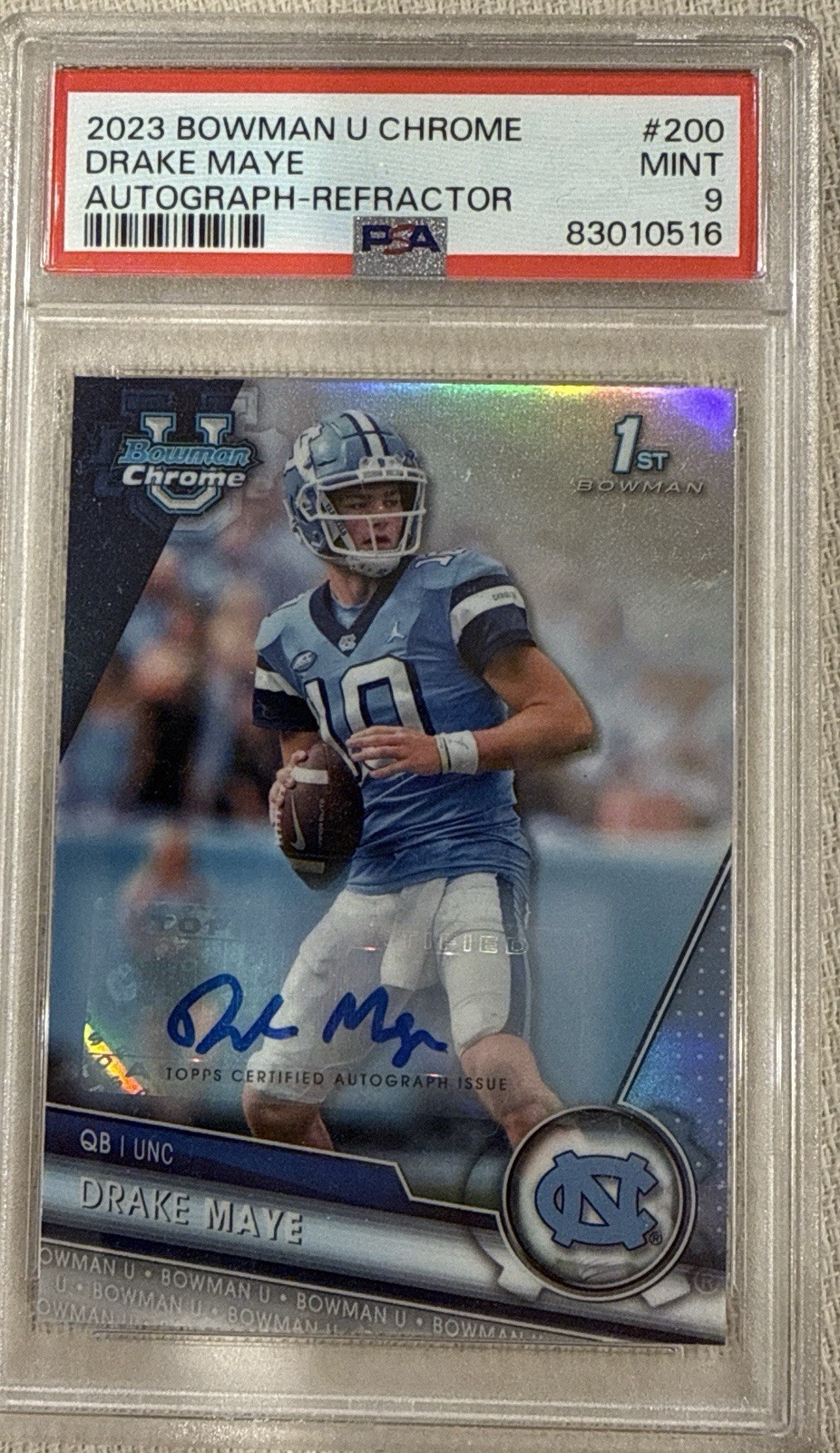 Drake Maye  2023 Bowman University Chrome  Auto #200 Refractor/499 