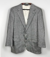 Vintage Burberry 100 Scottish Wool Sport Coat Blazer Herringbone Windowpane 42R