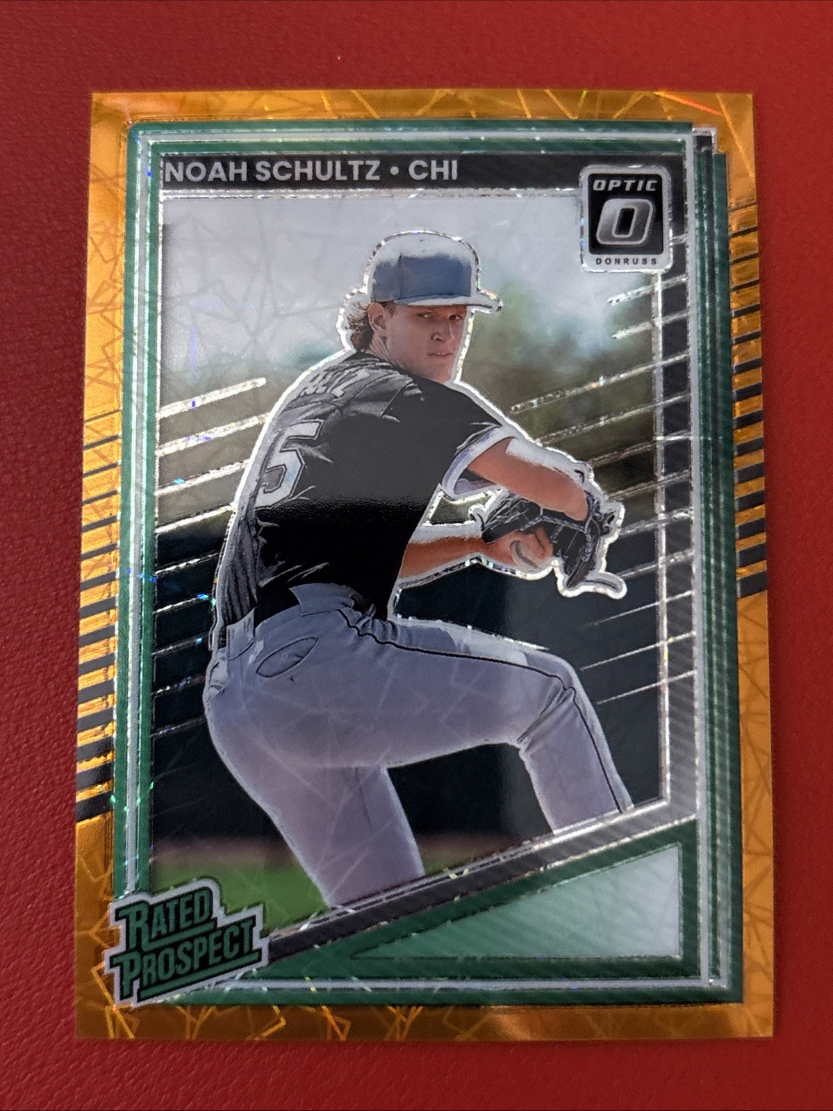 2025 Donruss Optic Baseball Noah Schultz Rated Prospect Orange Velocity