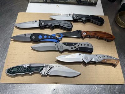 Lot of 7 Folding Pocket Knives   Frost Cutlery & Others   Stainless Steel Mint