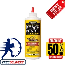 HARRIS Boric Acid Roach and Silverfish Killer Powder w/Lure for Insects (16oz)..