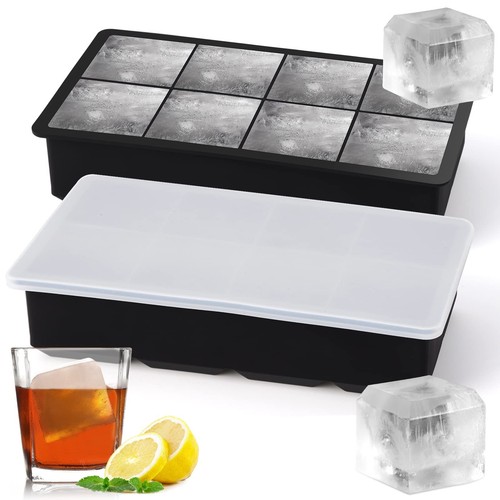 Ice Cube Trays Silicone,2 Pack Ice Cube Molds with Removable Lids,Stackable I...