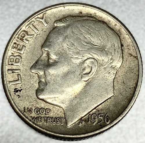 1956-P Roosevelt Dime - Circulated Condition - 90% Silver - US Coin - 2960