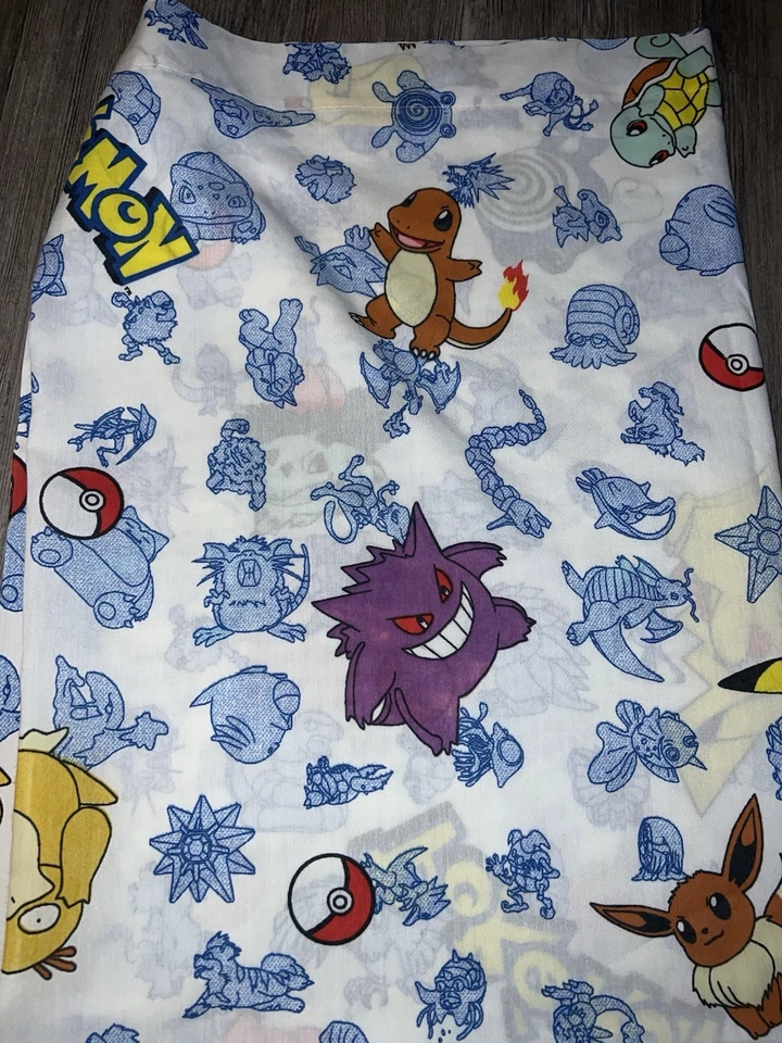 Vintage Pokemon Twin Sheet Set Springs Industries Made USA Flat Fitted 1998 90s - Image 3 of 4