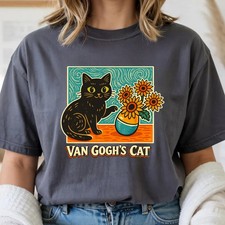 Van Gogh Cat Comfort Tee Vincent Art Painting Starry Night Soft