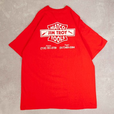 Fruit Of The Loom Vintage 90s Matco Tools Graphic T-Shirt XL Herren Rot Back Print